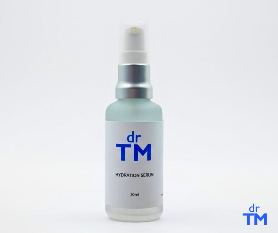 DR TM Hydration Serum bottle, cream label
