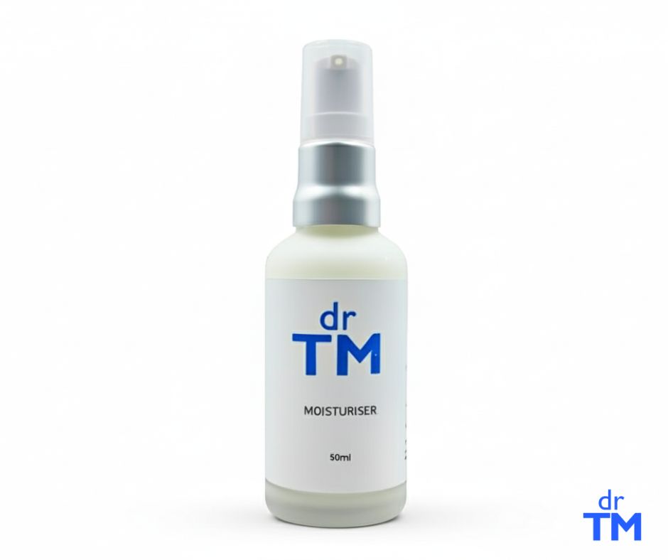 DR TM Moisturiser bottle, cream label